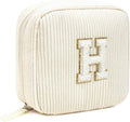 Cute Makeup Bag for Women - Monogram Personalized Initial Makeup Bags Cosmetic Pouch Make Up Case for Women Her Best Friend Friendship Sister Teacher, Birthday Gifts for Girls(Letter H, Beige)