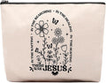 CEASQVAA Boho Floral Christian Makeup Bag, Christian Gifts for Women, Bible Stuff Prayer Supplies, There Was Jesus Cosmetic Bag Pouch