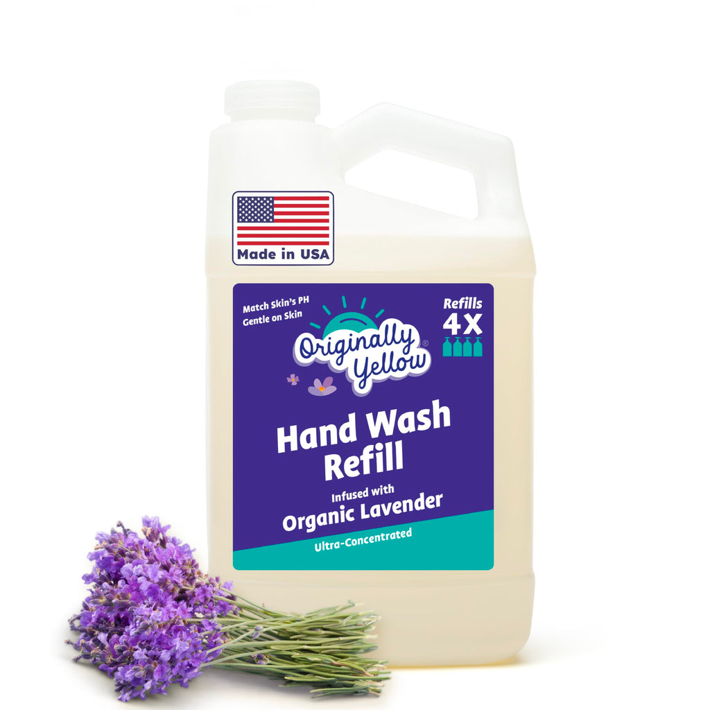 Originally Yellow Plant-Derived Hand Soap Infused with Organic Lavender | Gentle Hand Soap | Soap (64 Fl Oz (1 Pack), Lavender)