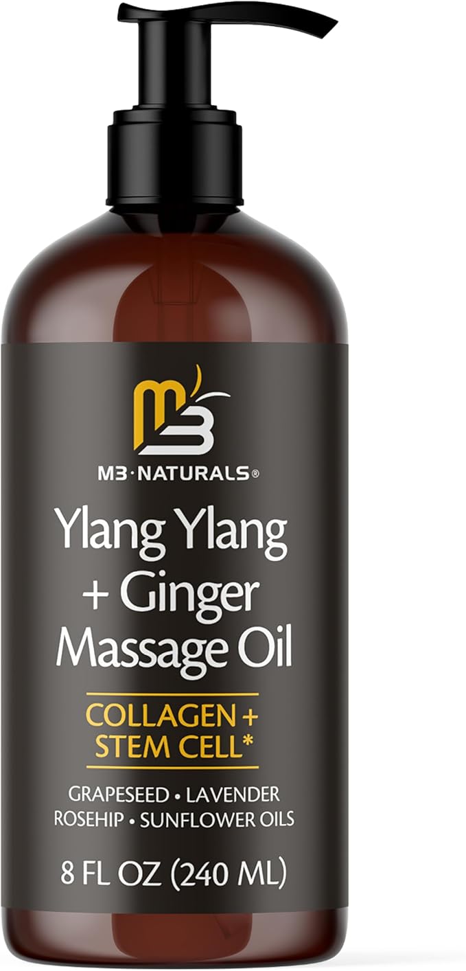 Lymphatic Drainage Oil for Massage Therapy with Ylang Ylang by M3, 8Fl Oz