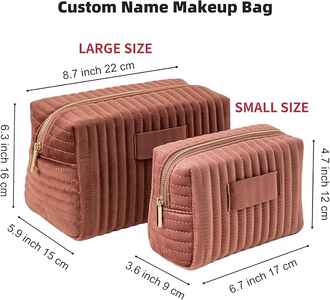 Snirov Custom Makeup Bag, Pink Velvet Personalized Cosmetic Bag with Zipper for Women Teen Girls Birthday Gifts Mothers Day Gifts for Mom