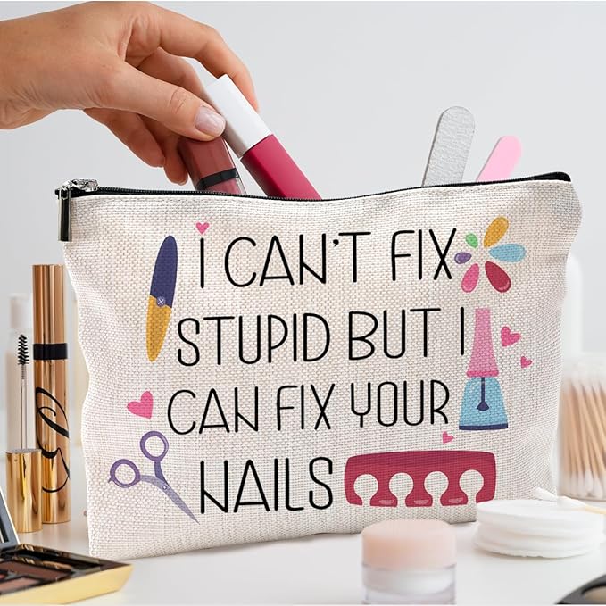 QGFM Nail Tech Gifts: Makeup Bag, Supplies, Cosmetic Toiletry Bag for Nail Technicians & Lovers