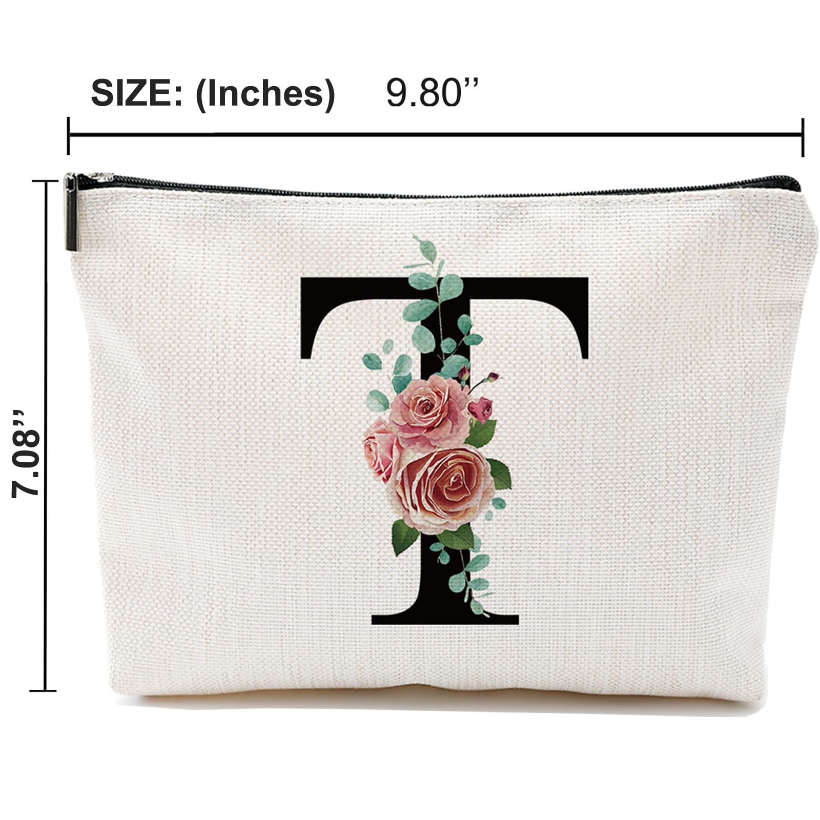 Initial A-Z Personalized Letter Makeup Bag, Monogrammed Bridesmaid Gifts Presents Cosmetic Bag, Portable Stationary Storage Organizer Pouch, Friendship Love Travel Makeup Bags