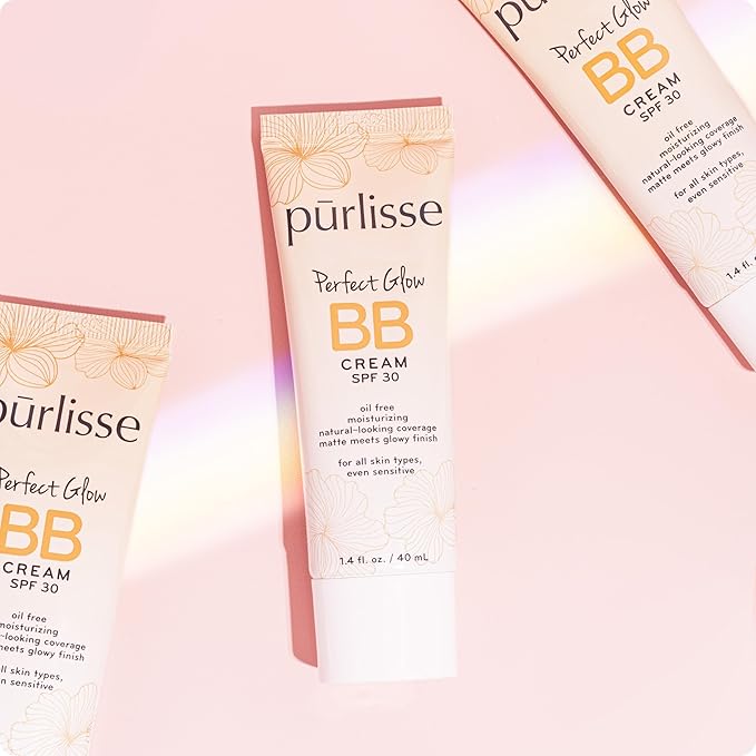 pūrlisse Perfect Glow BB Cream SPF 30 - Luminous Matte Tinted Moisturizer with SPF - Korean Skin Care Formula with Goji & Hawthorn Berry to Hydrate, Brighten & Even Skin - Fair (1.4 oz)