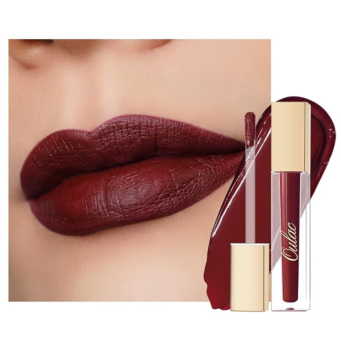 Oulac Dark Red Lipstick Matte for Women, Burgundy Lipstick Long Wear, Smudgeproof Liquid Lipsticks, Waterproof Lip Stain, No Transfer, Vegan & Cruelty-Free M18