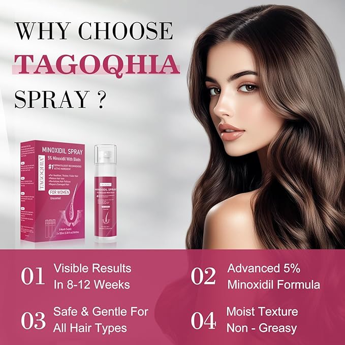 5% Minoxidil for Women Hair Regrowth Spray, hers hair regrowth treatment Infused