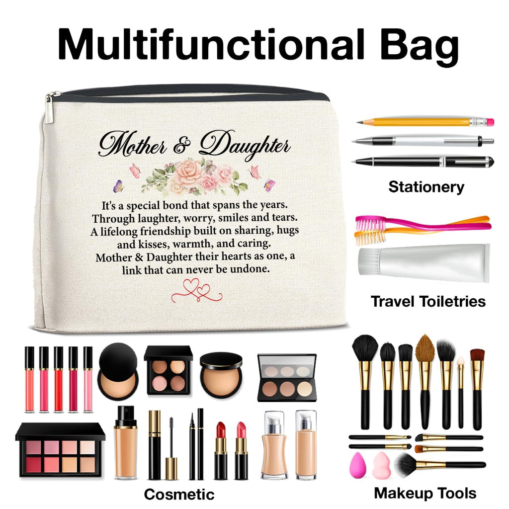 UPNEGE Mother and Daughter Gifts Makeup Bag Gift for Mom and Daughter Cosmetic Bag Zipper Makeup Pouch Gifts for Christmas Birthday Thanksgiving