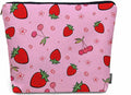 Kalygon Strawberry Makeup Bags Makeup Organizer, Summer Strawberries Cherries Pink Flax Toiletry Bags Travel Cosmetic Bag Makeup Purse Pouch Skincare Bag Wallet Bags For Women Female Mom Daughter