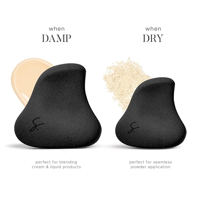 Strokes Beauty Lab Original Beauty Blender Makeup Sponge Applicator for Powder, Cream & Liquid, Beauty Tools Puff, Streak Free Application, Vegan, Cruelty Free Made in USA, Black (3 Pieces)