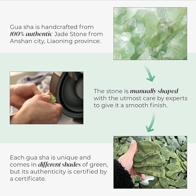 PLANTIFIQUE Jade Gua Sha Facial Tools - Lymphatic Drainage Face Massager | Guasha Tool for Face Sculpting & Jawline Shaper - Skincare Gift - Reduces Puffiness & Relieves Tension