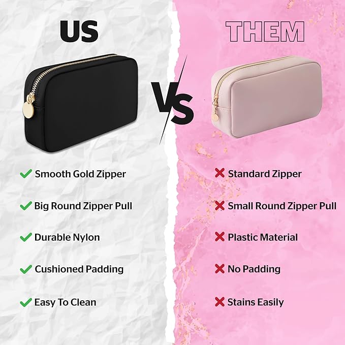 DANCOUR Small Makeup Bag For Purse - Makeup Bag Small Cosmetic Bag For Purse - Mini Pouch Travel Makeup Bag Zipper Pouches Makeup Pouch Mini Organizer For Women and Girls (Black)