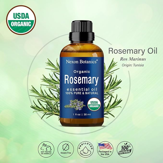 Organic Rosemary Essential Oil 30 ml - 100% Pure & Natural - Hexane Free