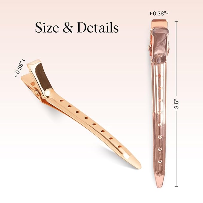 Kitsch Professional Alligator Clips - Rose Gold, 6 Pcs