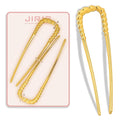 JIRIS 2PCS 5.5Inch French Hair Pins Large U-Shaped Pins for Women and Girls Fashion Metal Hair Pin French Twist Hair Pins for Buns, Updos,Stylish and Functional(set4-gold)