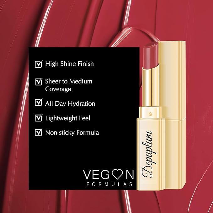 Depuplum Cherry Red Lipstick for Women Moisture Lip Gloss Tinted Lip Balm