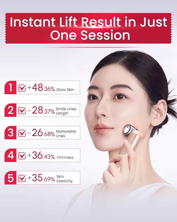 AMIRO Microcurrent Facial Device with Red Light & Infrared, At-Home LED Beauty Device Designed for Skincare Use, Works with PDRN Serum