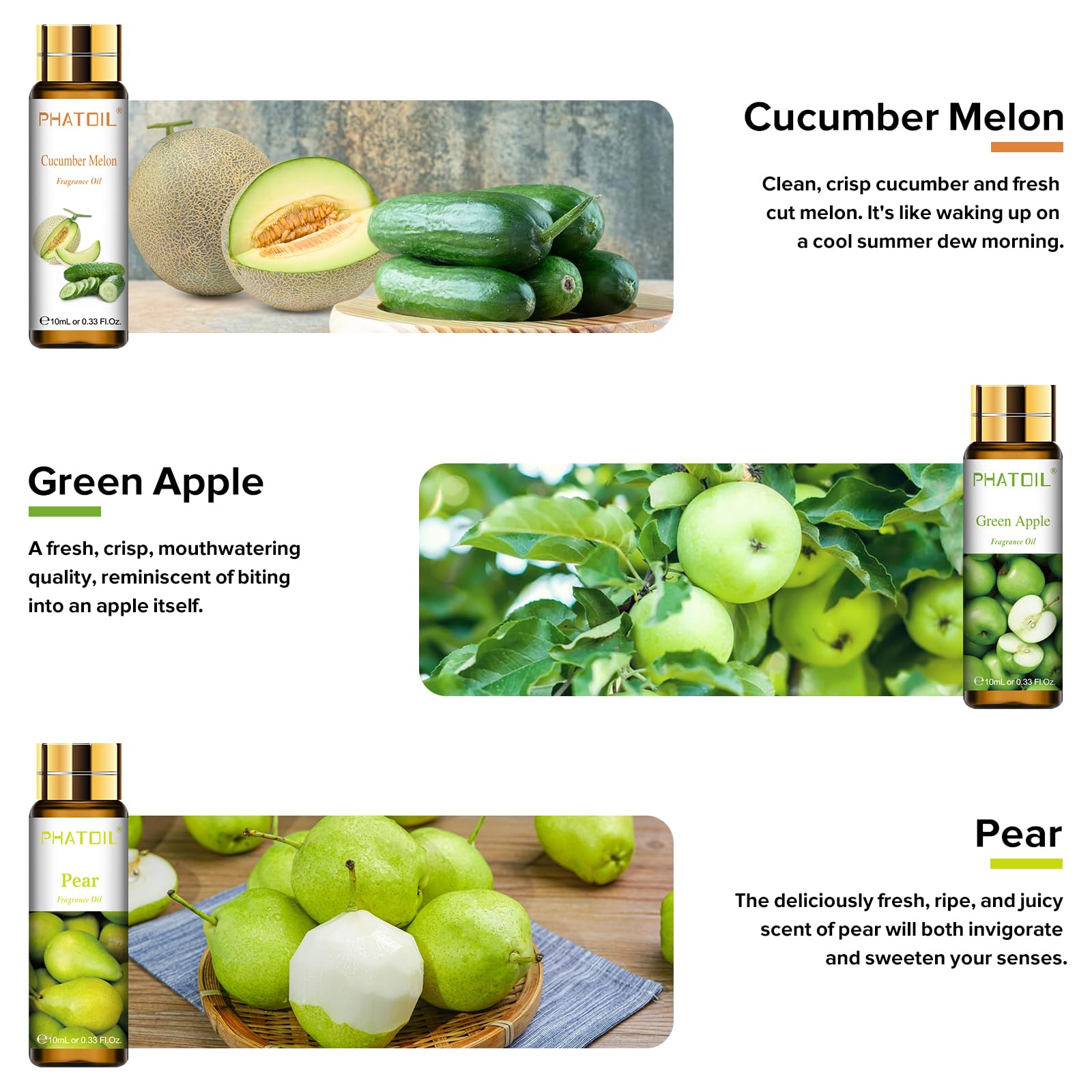 PHATOIL Fruit Fragrance Oil Set for Diffusers for Home, Soap Candle Making