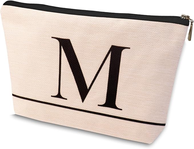 HDYHDY Letter A-Z Initial Personalized Makeup Bags, Birthday Gifts for Women, Monogrammed Gifts for Women Mom Sister Best Friend Bride Bridesmaid, Mothers Day, Christmas, Small Travel Cosmetic Bag (M)