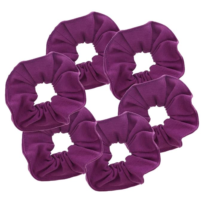 Motique Accessories Large Scrunchies for Women, Pack of 6, Purple