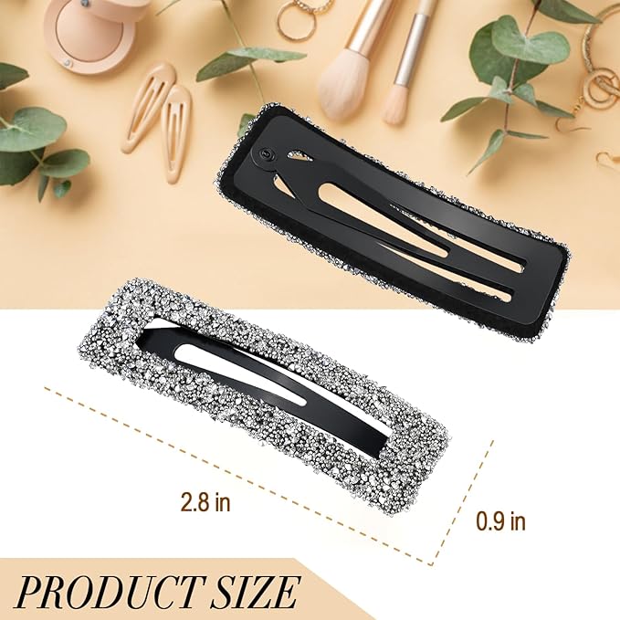 Kanprincess Rhinestone Hair Clips 2-Pack, Sparkly Barrettes for Fine Hair
