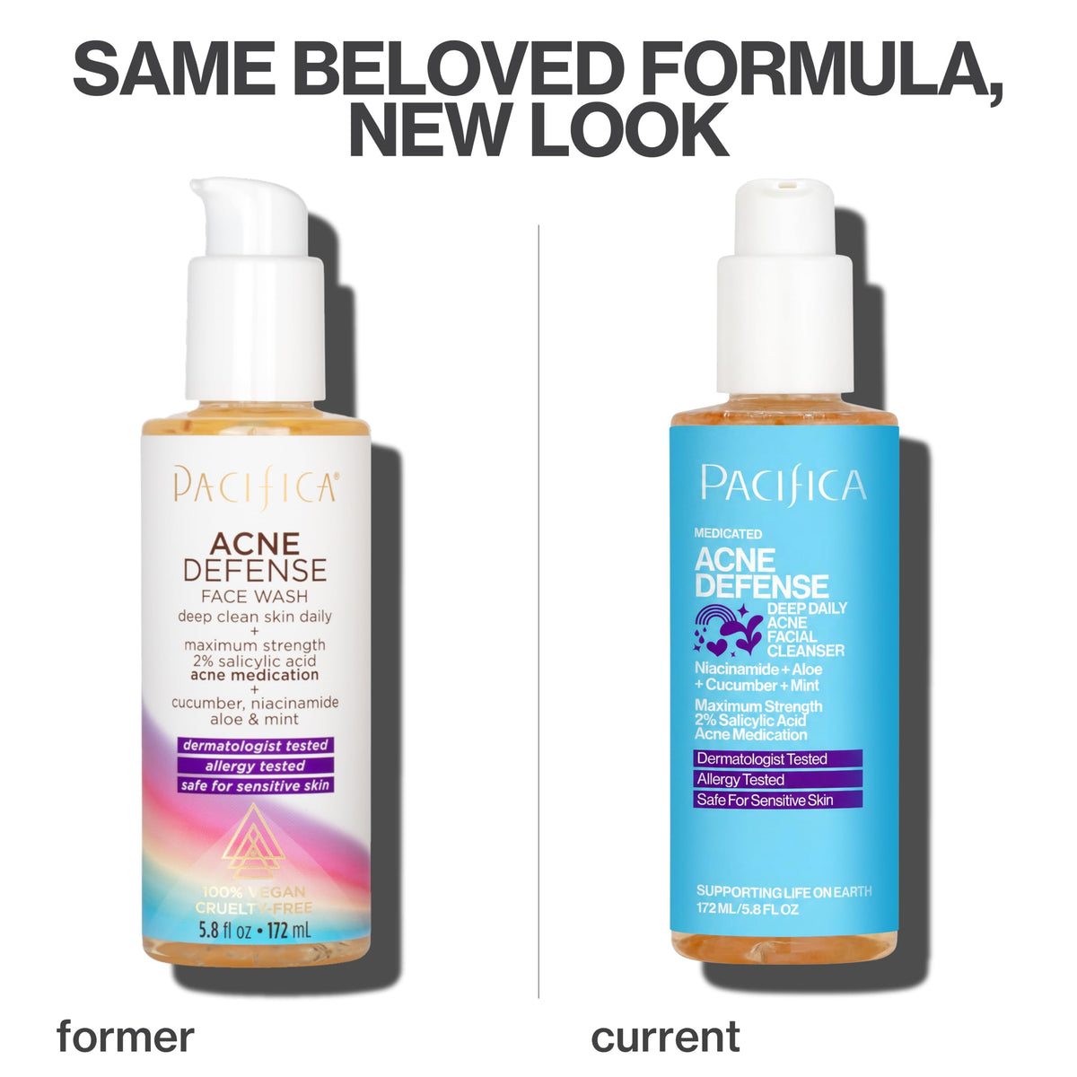 Pacifica Acne Defense Face Wash - Deep Pore Purifying Face Cleanser - w/ 2% Salicylic Acid, Pore Reducing Niacinamide & Inflammation Reducing Cucumber - for Sensitive Skin Vegan Dermatologist Tested