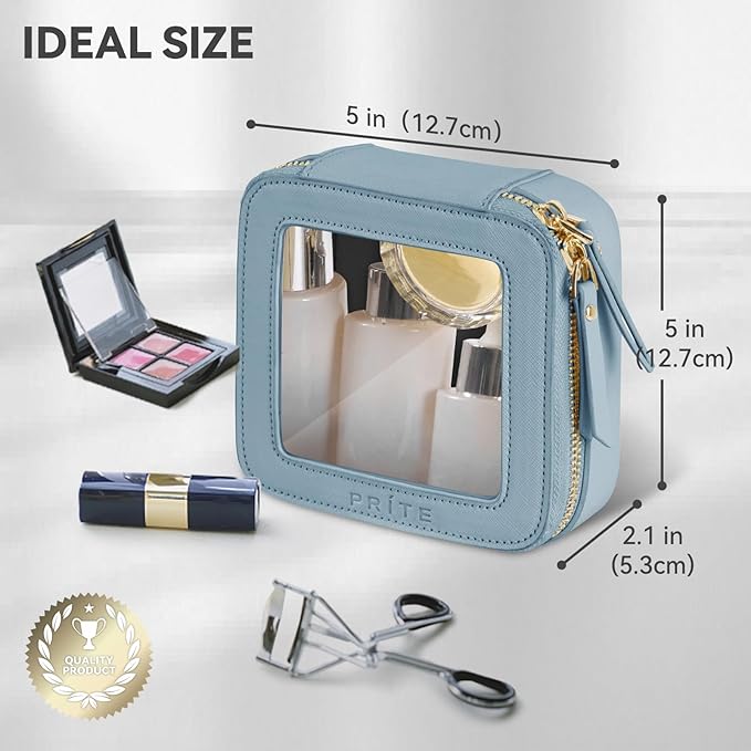 Prite Clear Makeup Bag Small Travel Cosmetic Case Toiletry Bag for Women