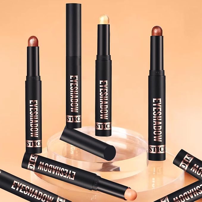 Mefyhtune Warm Brown Eyeshadow Stick Shimmer Eyeshadow Pencil Crayon, Hypoallergenic Waterproof Long Lasting Eye Shadow Stick Makeup, Women Multi-Dimensional High Pigment Eye Highlighter Pen(12#)