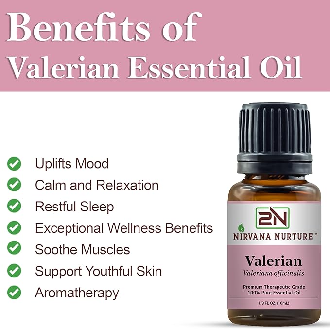Nirvana Nurture Valerian Essential Oil, 100% Pure Undiluted, Aromatherapy Oil for Diffuser, Hair & Skin Care