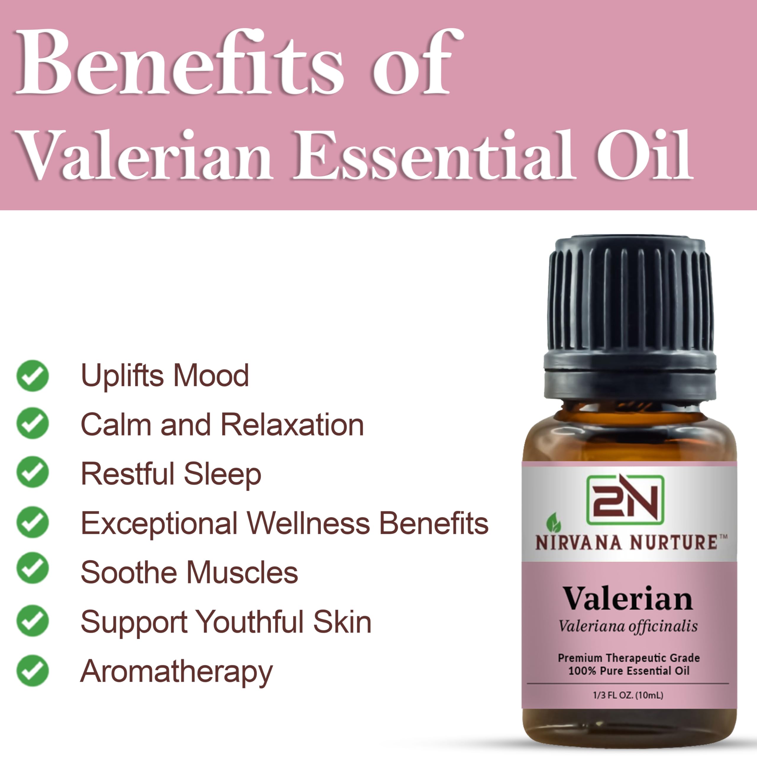 Nirvana Nurture Valerian Essential Oil, 100% Pure Undiluted, Aromatherapy Oil for Diffuser, Hair & Skin Care