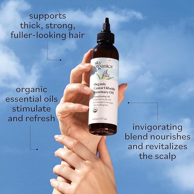 Sky Organics Organic Castor Oil with Rosemary Oil, Pure & Hexane-Free