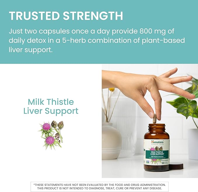 Himalaya Milk Thistle Liver Support Capsules, Liver Detox, 350 mg, 60 Count