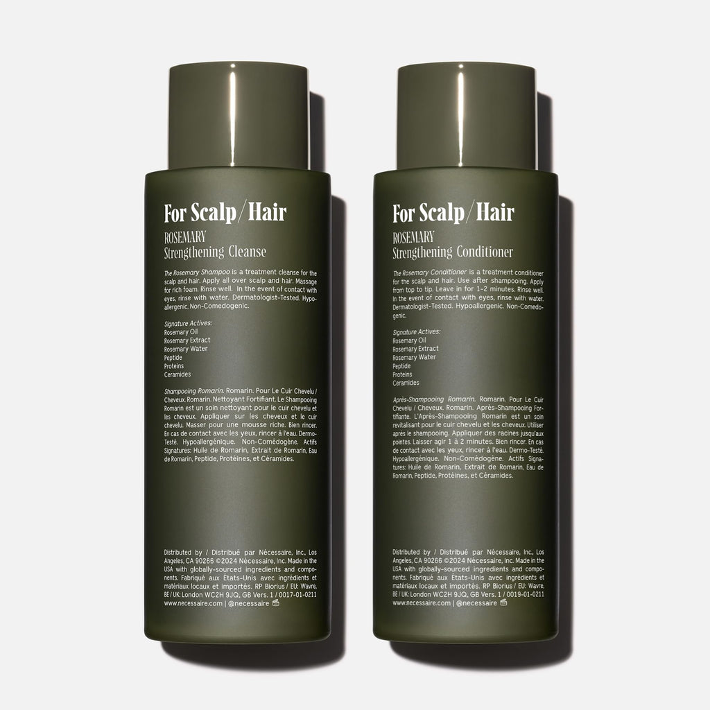 Nécessaire Rosemary Hair Duo | Multi-Protein Strengthening Rosemary Shampoo and Conditioner Set For Thinning Hair. For Women + Men. Free Of Sulfates. Color-Safe. 250 ml / 8.4 oz