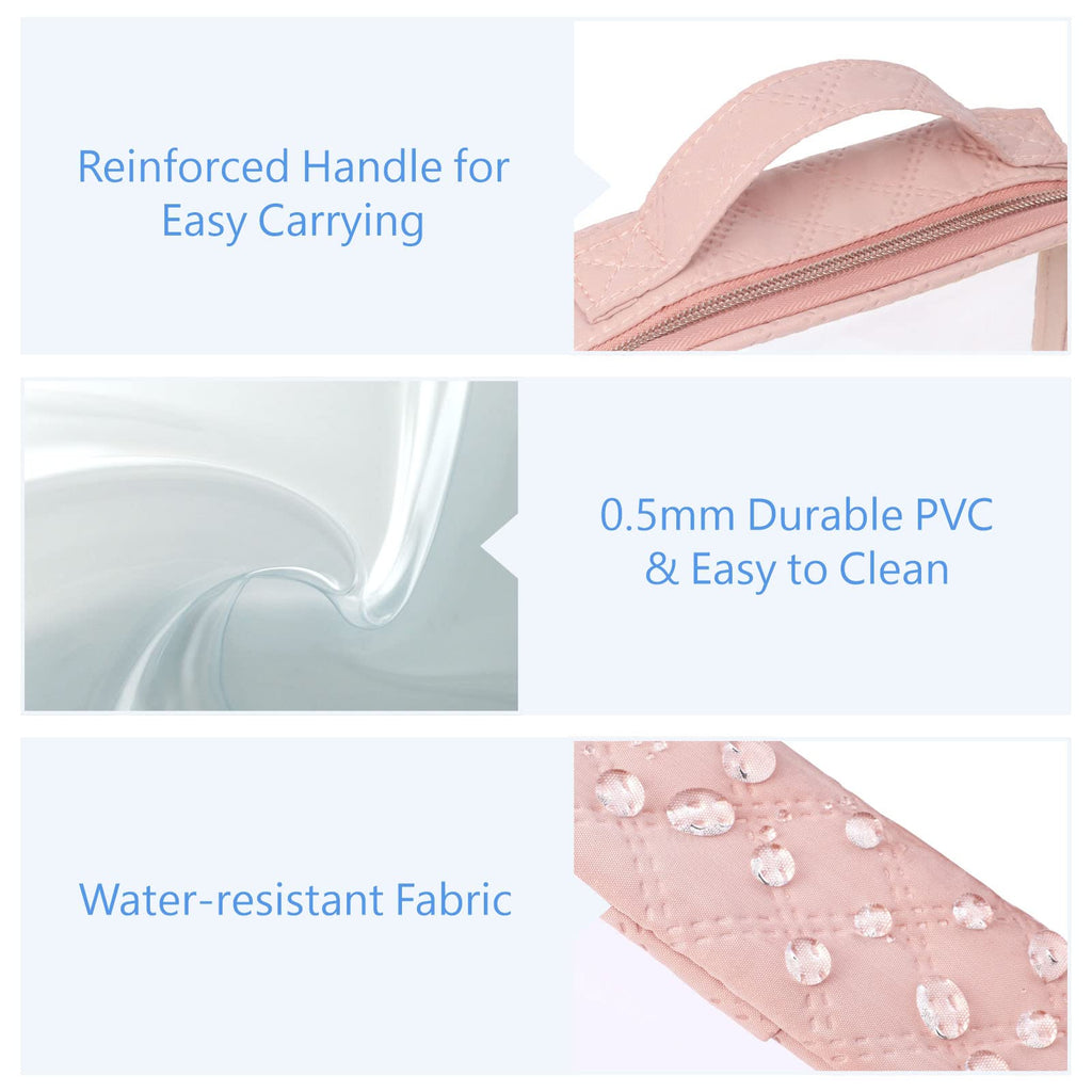 PACKISM Clear Makeup Bag Travel - TSA Approved Toiletry Bag, 3 Pack Pink