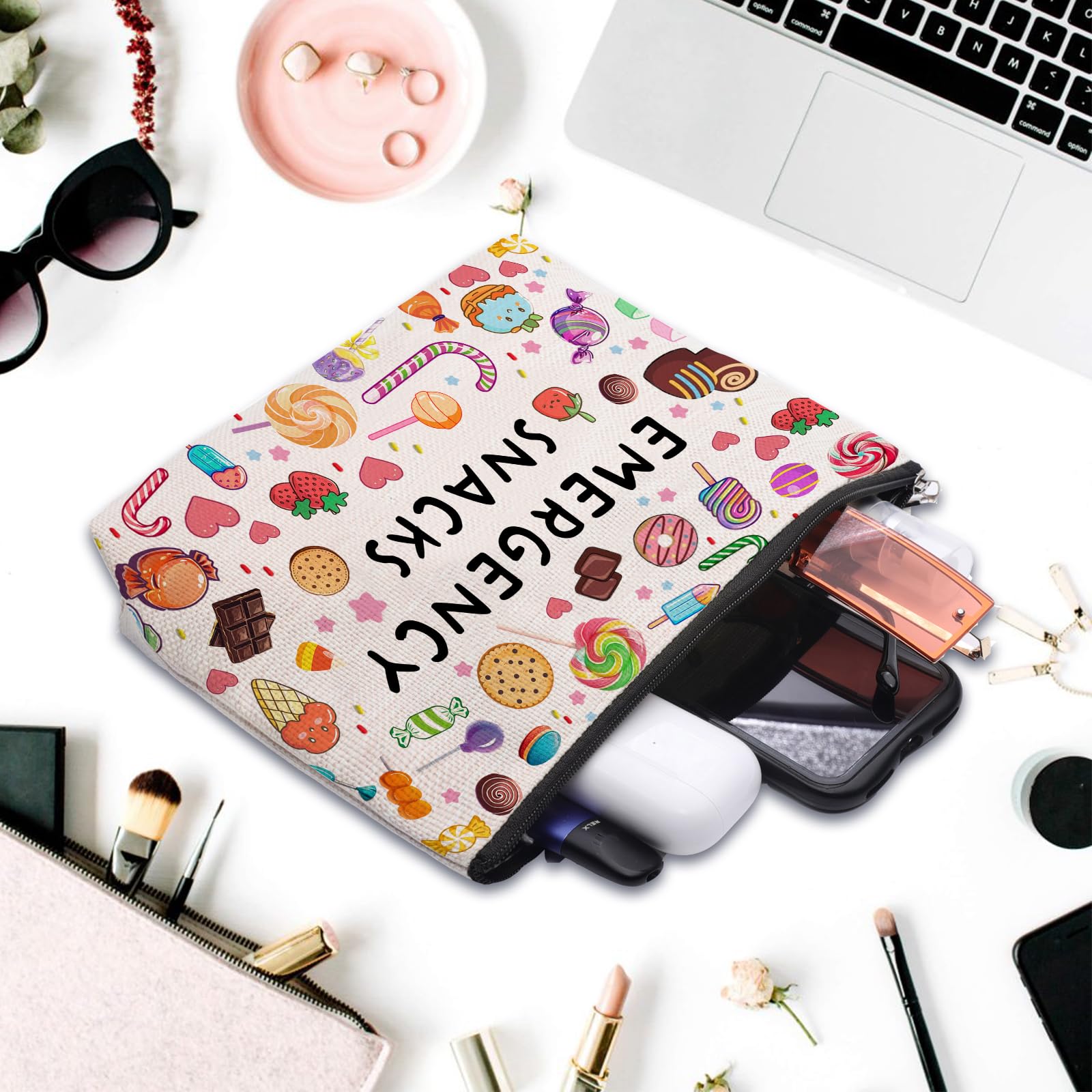 CEASQVAA Snack Bags, Emergency Food Bag Packing Cubes for Women Trip Gifts Favors Travel Bag Essentials, Emergency Snacks Gifts for Her Makeup Cosmetic Bag Pouch Purse