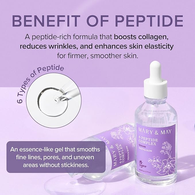 Mary&May 6 Peptide Complex Serum, Value Size, Face & Neck 2.71 fl.oz