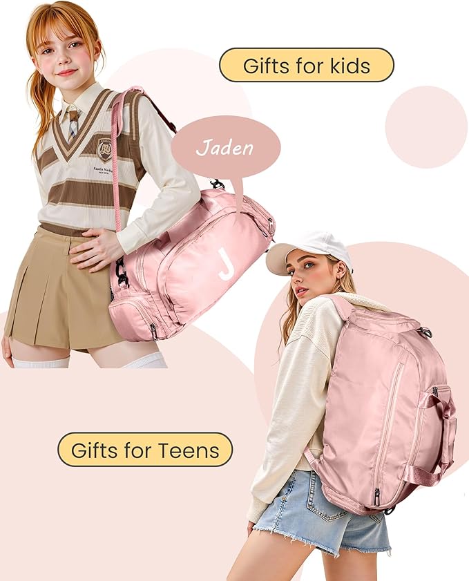 Vogewood Gift for 3 4 5 6 7 8 9 10 11 12 13 Year Old Girls, Initial Gym Bag