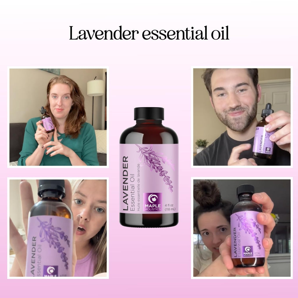 Pure Lavender Essential Oil - Lavender Oil for Hair Skin and Nails Plus Aromatherapy Diffusers Humidifiers Linens and Baths for at Home Spa Self Care - Premium Grade Non-GMO in Glass Bottle (4 Fl Oz)