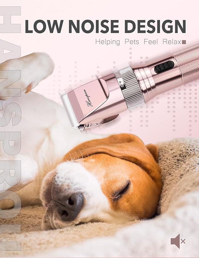 Hansprou Dog Clippers for Grooming,Upgraded 36V Heavy Duty Dog Clippers,Professional Pet Hair Trimmer for Thick Coat,Corded Pet Clipper with Guard Combs Brush
