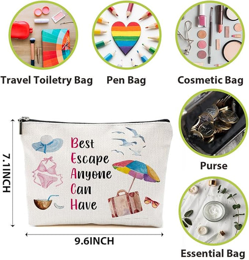 4PCs Beach Vacation Cosmetic Bag Girls Trip Gifts Favors, Cruise Makeup Bag