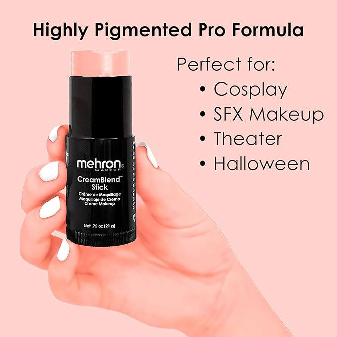 Mehron Makeup CreamBlend Stick | Face Paint, Body Paint, & Foundation Cream Makeup | Perfect for Halloween.75 oz (21 g) (Pastel Orange)