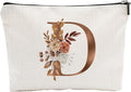 YKYENR A-Z Boho Personalized Cosmetic Bag-Floral Cotton Letter Makeup Bag With Zipper-Artistic Cosmetic Bag For Travel-Bride,Birthday Gift For Women Daughter Friends-Women Makeup Organizer-A04