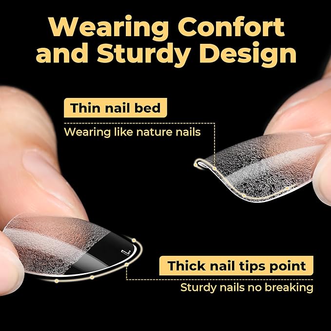 UNA GELLA 600Pcs Short Oval Almond Nail Tips, Round Almond Press on Nails