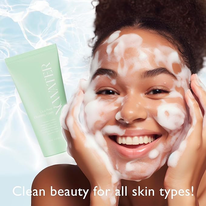 NOWATER Korean Foaming Face Wash with Centella (Cica) – Pore Cleansing Foam Cleanser for Oily & Acne-Prone Skin, Hyaluronic Acid, Aloe Vera & AHA BHA, Daily Gentle Sebum Control, (4.05 fl.oz)