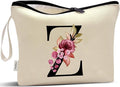 Vavabox A-Z Personalized Makeup Bag, Birthday Gifts for Women Mom, Gifts for Best Friend, Bride Bridesmaid Cosmetic bag (Z, Cream Yellow)