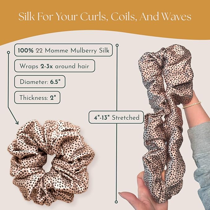 Curlfriend Oversized Silk Scrunchies for Women, XL, Leopard/Cheetah Print
