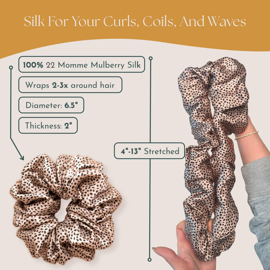 Curlfriend Oversized Silk Scrunchies for Women, XL, Leopard/Cheetah Print