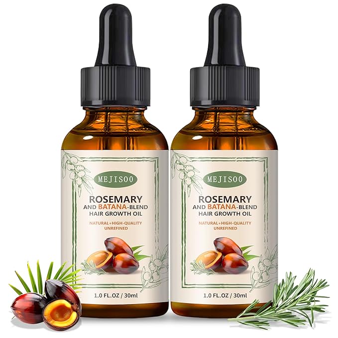 UPsyussa 2 Pack Organic Batana Rosemary Oil for Hair Growth & Anti-Hair Loss, 2PCS 1 fl oz Natural DHT Blocker Scalp Treatment for Thinning Hair, Nourishing Dry Scalp & Strengthening Follicles