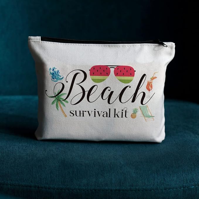 Beach Makeup Bag, Beach Gifts for Women, Summer Survival Kit Cosmetic Bags