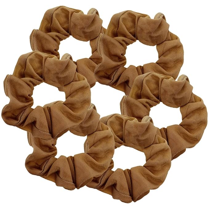Motique Accessories Large Scrunchies for Women, Pack of 6, Tan