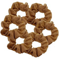 Motique Accessories Large Scrunchies for Women, Pack of 6, Tan